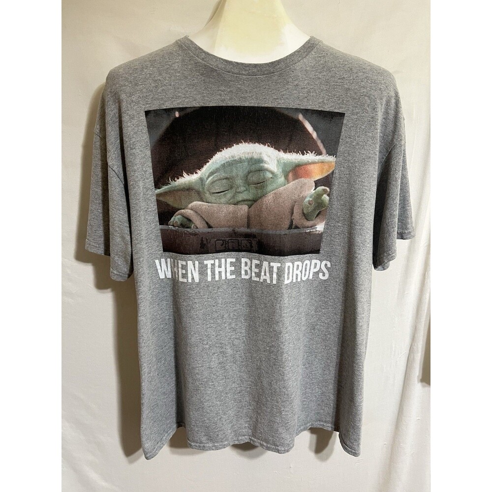 Grogu 'When The Beat Drops' T-shirt Mandalorian Baby Yoda Star Wars Movie S11